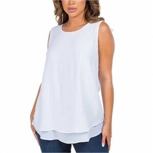 NWT Cristina B Ladies Sleeveless Top WHITE - size L - casual summer comfy